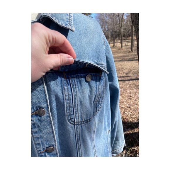 90s Cotton Ginny Plus Denim Jacket Med Wash Metal Buttons 4 Pocket Sz S - Picture 5 of 11